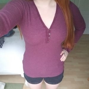 Mauve Longsleeve V-neck Shirt